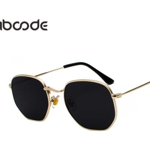Iboode New Vintage Gold Sunglasses Men Square Metal Frame Silver Brown Black Small Sun Glasses Female Unisex Summer Style Shades