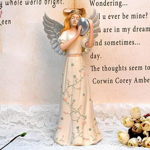 Country Angel Statue Resin Crafts Painted Figures Decoration Cute Creative Holiday Christmas Gifts Blessing Angel Catholic Gift