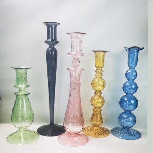 Glass Candle Holder For Wedding Decorations Candlestick Romantic Candelabros Nordic Candle Stand Candle Holders Glass