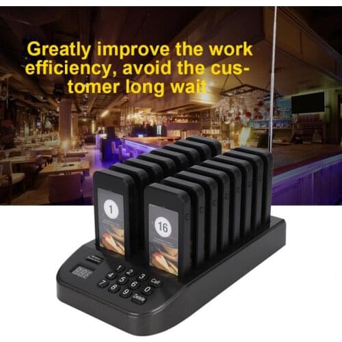 Restaurant Pager System Calling Pager System Vibration LED Guest Waiting Calling System 1 Transmitter + 16 Pagers