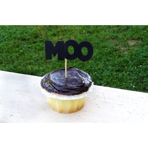 Moo Cupcake Toppers pet cat-themed party birthday food Picks baby shower wedding toothpicks decor