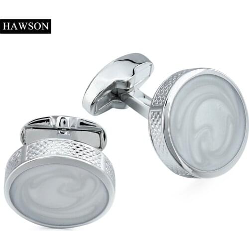 Unique Mens French Shirt Cufflinks Button Round Stone Cuff Links Pack with Box 2 Colors Available