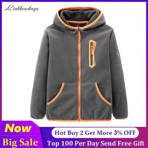 Spring Autumn Boys Jacket Hooded Coral Fleece Outwear Coat Thicken Kids Fleece Top Warm For Children Tops Clothes For 4-13 Year