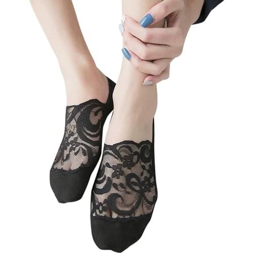 Home&Nest funny socks Multicolor Womens Cotton Blend Lace Toe Ankle Sock Antiskid Invisible Low Cut Socks sokken vrouwen H0209