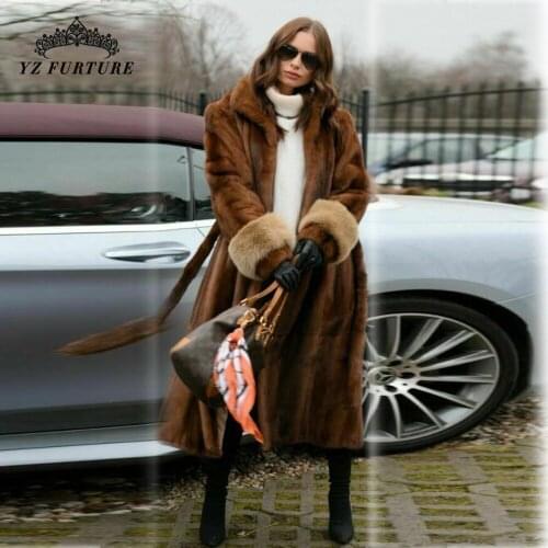 Women Real Mink Fur Coat Female Winter Thick Warm Overcoat Whole Skin 2020 New Winter Jacket Warm Soft Long Fur Coat Christmas