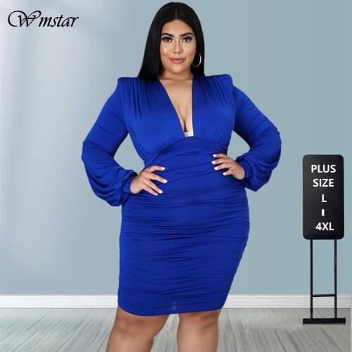 Plus Size 4XL Dresses for Womenoffice Lady Hierarchical Effect Buttocks Knee Length Long Sleeves Dress Wholesale Dropshipping