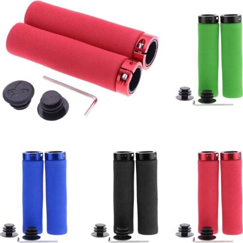 1 Pair Bicycle Handlebar Grips, Mountain Bike Handlebar Grips Cycling Lock-On Ends Plugs,Aluminum Alloy Locking Rings