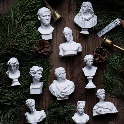 10pieces/Set Resin Mini Gypsum Statue Stereoscopic Crafts Ornaments Greek Mythology Figurines Gypsum Portraits Bust for Drawing