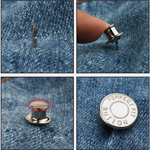 2pcs Adjustable Detachable Jeans Buttons Nail Free Buttons Tighten Sewing Diy For Clothing Clothes Accessories Waist Metal E0N2