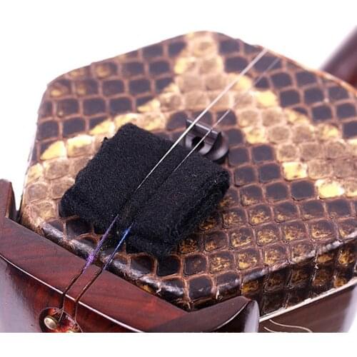 2pcs Wool Erhu Silencing Pads Chinese Erhu Muffler Black 15.3 X 4.4cm