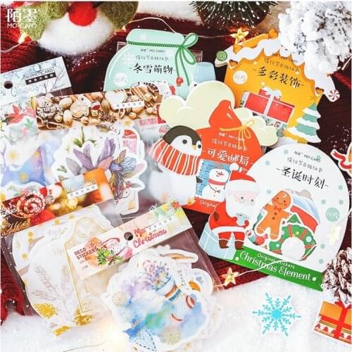24-40 Pcs/Set Christmas Sticker Stationery Golden Sticker XMAS Bronzing Decoration DIY Handmade Arts Craft Sticker