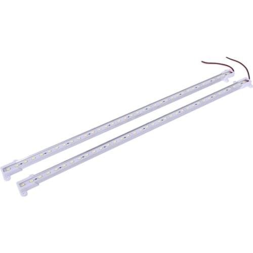 2x 50CM 12V 36 LED 5630 SMD Hard Strip Light Aluminum Shell With End Cap White