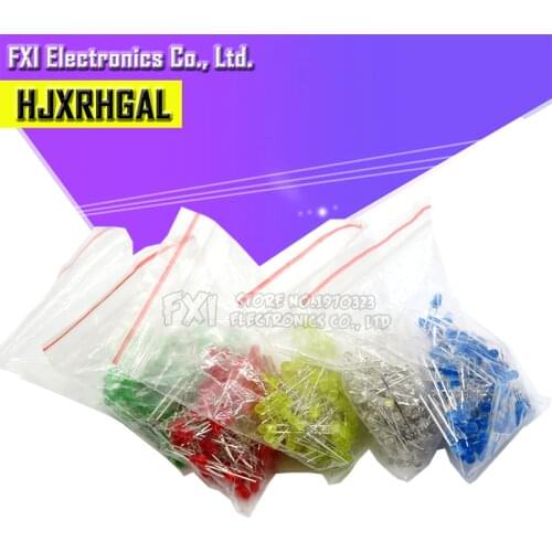 500Pcs 3MM LED Diode Kit Mixed Color Red Green Yellow Blue White
