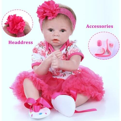 Reborn Baby Doll 55 Cm 22 Inch Realistic Soft Silicone Cute Toddler Handmade PP Cotton Body Kids Toy Birthday Gift