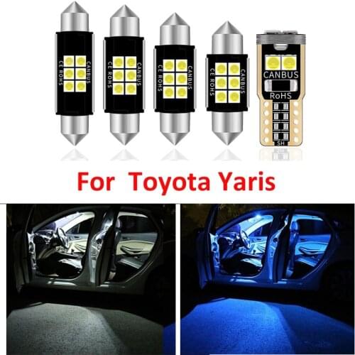 8Pcs Hot Sale White Ice Blue LED Lamp Car Bulbs Interior Package Kit For Toyota Yaris 2007-2011 Map Dome License Plate Light