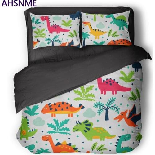 AHSNME Cartoon Dinosaur Quilt cover Set Child Boy Bedding Set Dinosaur World Customized King Bed Set