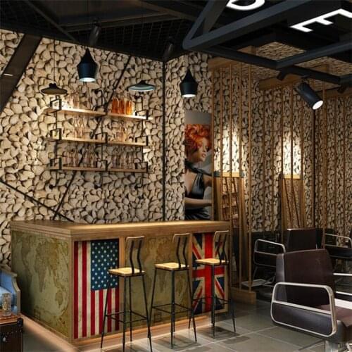 Beibehang Retro Chinese stereo simulation goose soft stone personality wallpapers cafe clothing store barber shop new wallpaper