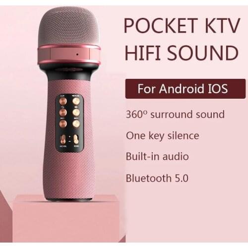 Wireless Karaoke Microphone Professional Bluetooth Condenser Handheld Mic Speaker Home KTV Player Singing Recorder for Kids