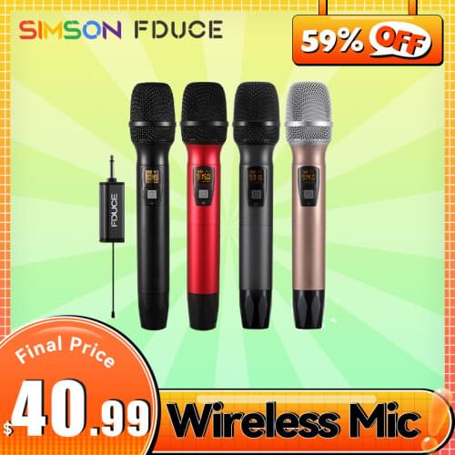 FDUCE Wireless Microphone Dual Handheld Dynamic System with Rechargeable Receiver for Party Church Meeting Wedding