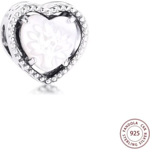 Mothers Day 2021 Fits Pandora Bracelet 925 Sterling Silver Openwork Heart & Family Tree Charms Beads for Jewelry Making Kralen