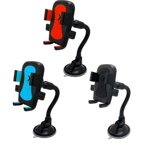 360 Rotation Long Soft Rod Car Mobile Phone Holder Windshield Grass Powerful Suction Cup Base Smartphone Support With Cup Holder