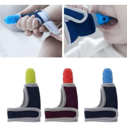 Baby Child Finger Guard Stop Thumb Sucking Wrist Band Baby Nursing Mittens Teether Pacifier Newborn Dental Care