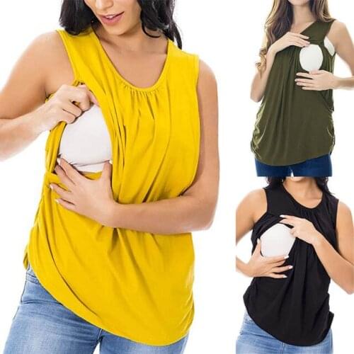 Maternity t-shirt ladies pregnant women fashion trend charm vest sleeveless comfortable breastfeeding clothes