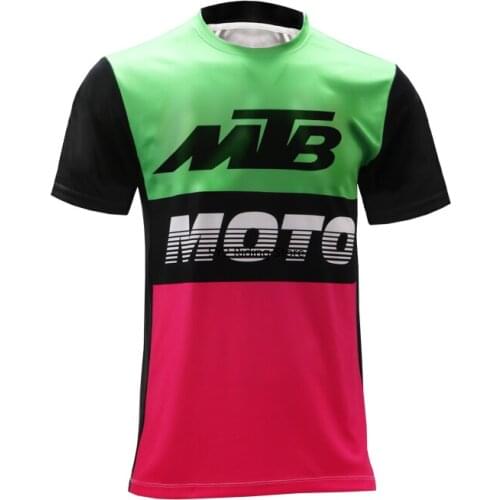 MTB motocross bmx jersey downhill dh short sleeve cycling clothes mx summer Red green t-shirt