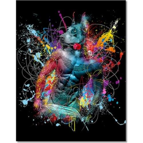GATYZTORY DIY Painting By Numbers Kits For Adults Colorful Werewolf Figure Painting Acrylic Paint Coloring By Number Decoration