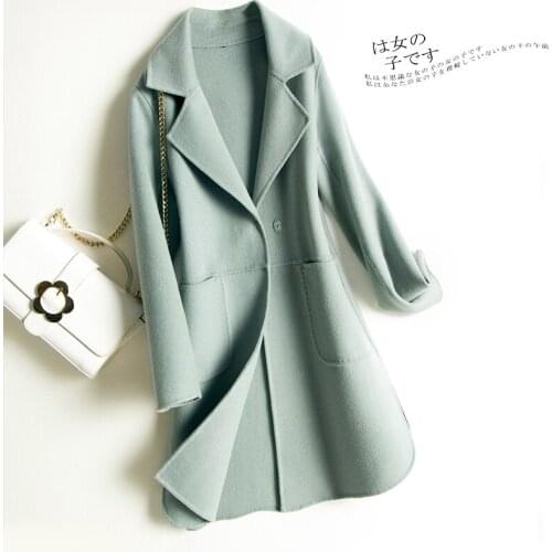 KMETRAM 2020 Autumn Winter Natural Wool Coats Ladies Handmade Double-sided Cashmere Korean Slim Jacket Vintage Long Coat MY528