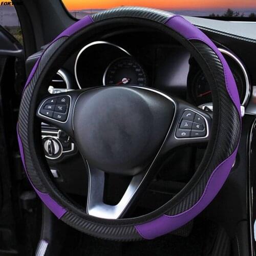 Car Steering Wheel Cover PU Leather Steering-wheel Protective Covers Breathable 37-38cm Universal Auto Interoir Accessories