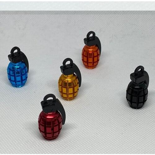 Bicycle Road Bike MTB Grenade Shape Aluminum Alloy Valve Cap Schrader Valve Colorful Universal Motorcycle Valve Protection Cover