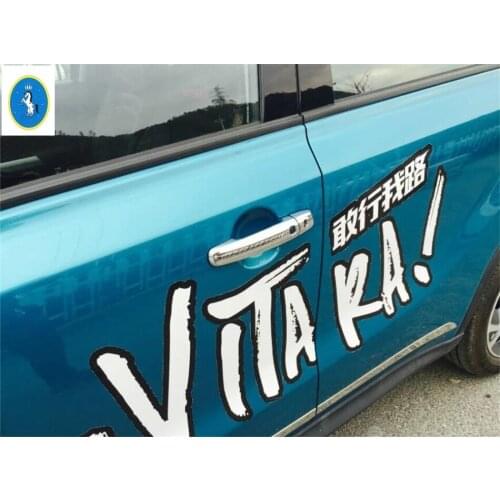 Yimaautotrims Side Door Handle Cover Trim 4 Pcs / Set With Smart Key Hole For Suzuki Vitara Escudo 2015 2016 2017 2018 2019 ABS