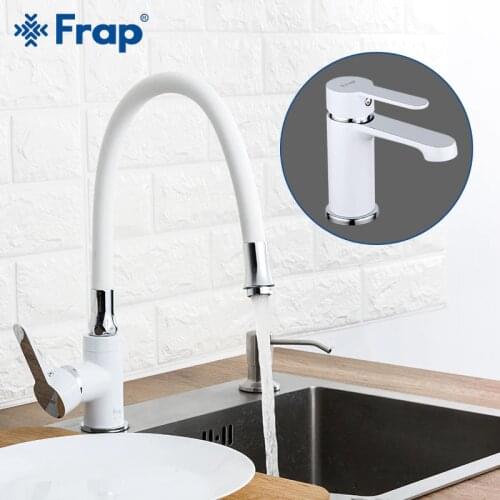 Frap Brass Flexible Kitchen Mixer with bathroom basin Faucet Pull Down Sink Tap Single Handle Hot and Cold Water F4043+1043
