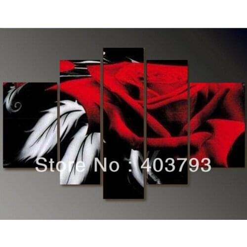 Buy at disscount price Hand-painted group oil painting Red roses feathers/wall art/ home decoration decoration