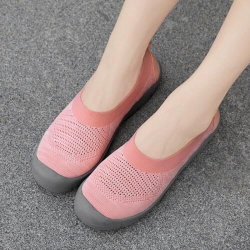 Summer Sneakers for Women Running Shoes Stretch Slip On Sports Shoes Lightweight Ladies Flats Footwear Plus Size 42