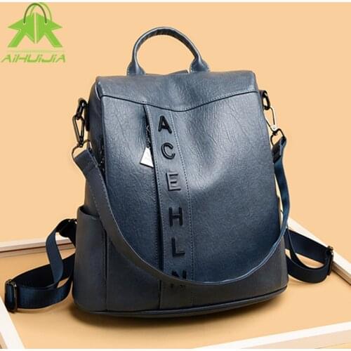 Fashion Luxurious Women Anti-theft Backpack High Capacity PU Leather Womens Shoulder Bags 2021 New High Quality Female Handbag