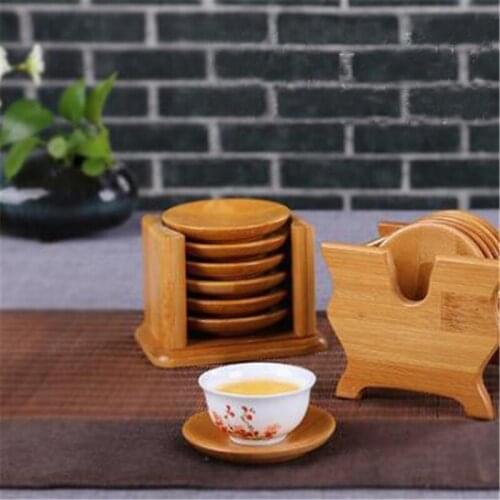 Bamboo Coaster And Holder Set Teacup Coffee Cup Heat Insulation Non-slip Mat Household Office Meeting Room Tea Accessories