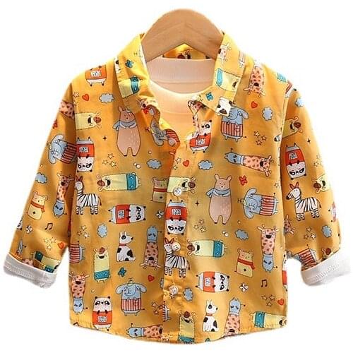 New Spring Autumn Children Fashion Clothes Baby Boys Girls Cartoon Shirt Kids Infant Cotton Clothing Toddler Casual Costume