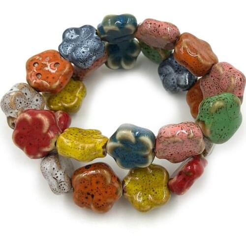 New handmade Ethnic bohemian friendship bracelets colorful flower ceramic beaded Bracelets for women