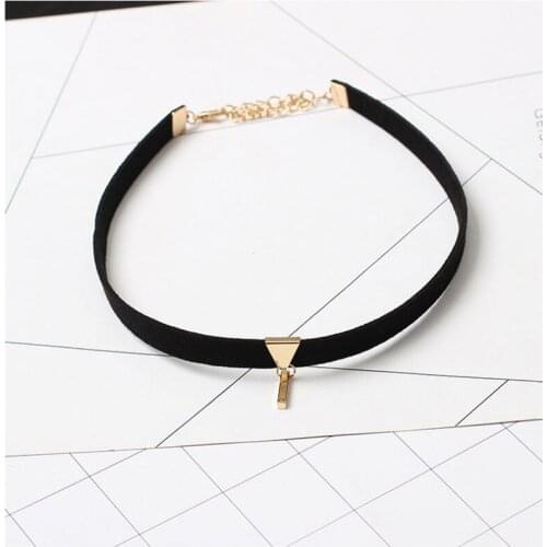 New Fashion Velvet Suede Choker Necklace Gold Rhodium Brief Rectangle Pendant Black Collar For Women Gift Colliers Bijous Femme