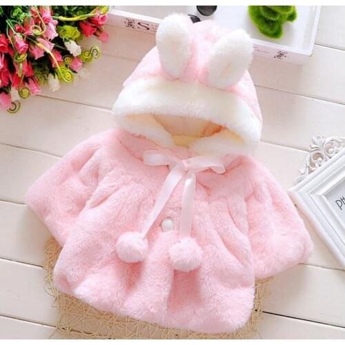 New Arrival Baby Children Shawl Cute Rabbit Plus Velvet Cloak Spring Autumn Winter Kids Thick Warmer Coats Girls Jackets 0-2T