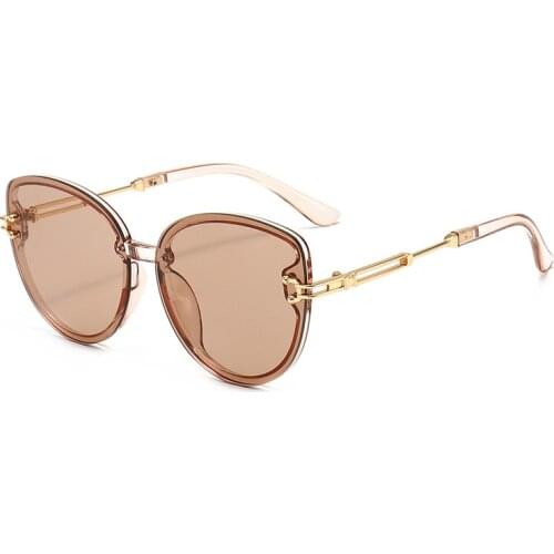 Seemfly Classic Metal Big Frame Cat Eye Design Sunglasses Women Vintage Gradient Eyewear UV400 Trendy High Quality Oculos De Sol