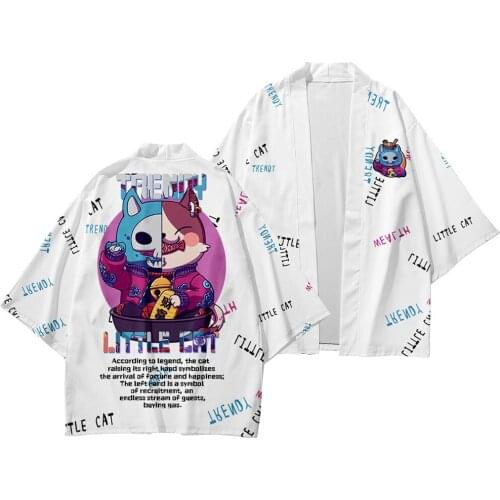 Couple Short Sleeve Japanese Style Kimono Pants Two Piece Men Tops Trousers Male Japan Harajuku Yukata Cardigan Costume