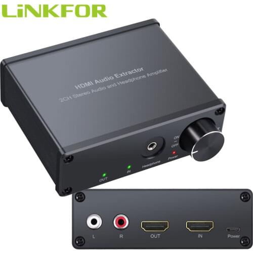 LiNKFOR 4K 3D HDMI Audio Extractor Splitter Adapter HDMI to HDMI+RCA 3.5mm Stereo Audio Converter With Volume Control Converter