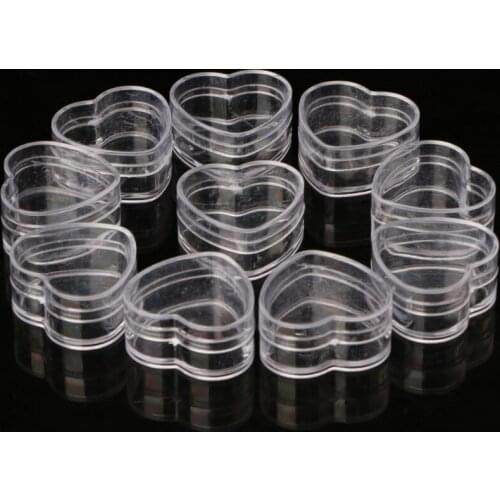 10Pcs Plastic Heart Shape Cream Box Cosmetic Case Transparent Makeup Container U2JD
