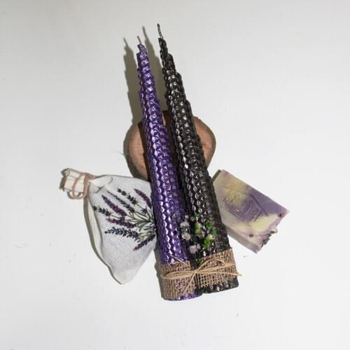Frig Lavender Design Gift 2 Li Candlestick Type Honeycomb Candle Set 2 Color Black-Purple