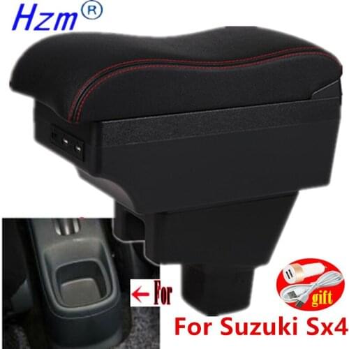 For SUZUKI SX4 Armrest Interior Parts Car Armrest box Retrofit parts Storage box car accessories Interior with USB LED
