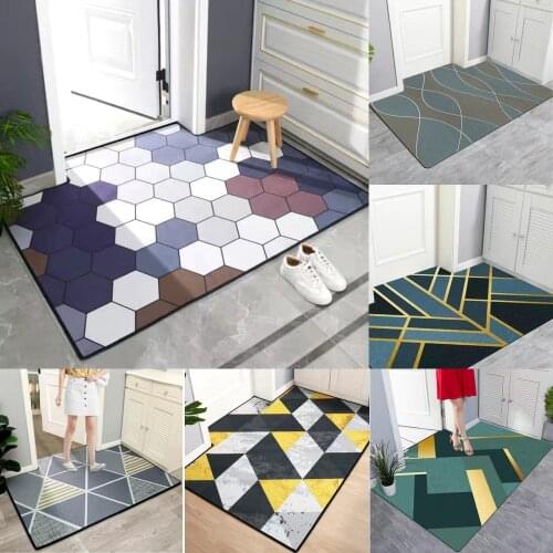 Nordic Style Simple Hexagon Stitching Pattern Kitchen Mat Wrinkle-Resistant Doormat for Entrance Door Long Strip Doormats