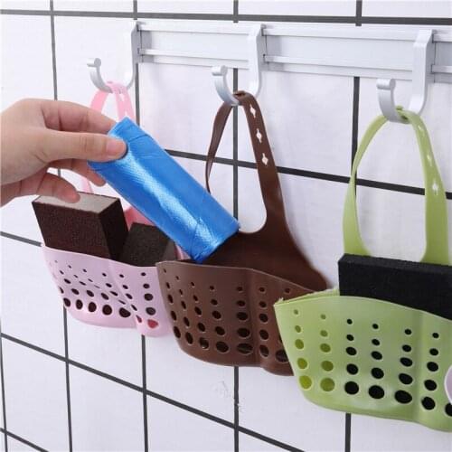 Sink Shelf Soap Sponge Drain Rack Kitchen Organizer Silicone Storage Basket Bag Bathroom Holder Sink Kitchen Accessories Cocina